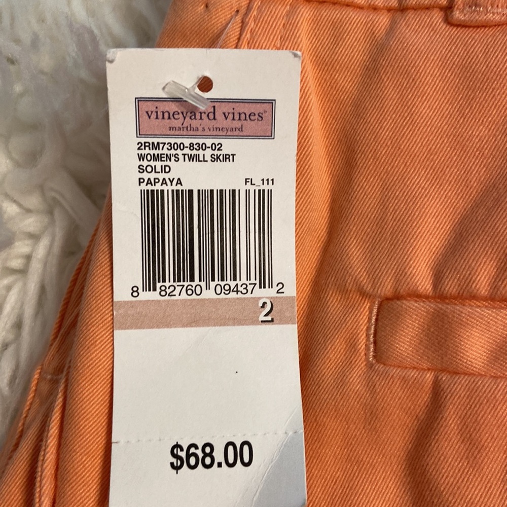 Vineyard Vines Skirt size 2 brand new with tags color Orange two front pockets - Picture 11 of 12